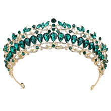 HEWEICSY Groene Kroon voor Vrouwen, Kristallen Bruiloft Tiara, Strass Kroon, Haaraccessoires voor Verjaardag en Prom