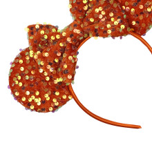 Batsysm Fascia per Capelli con Fiocco a Orecchie di Topo in Paillettes, Fiocco Arancione Glitterato