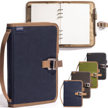 LOCHBY Field Binder A5 | 6-Ring Binder | Wasserabweisendes gewachstes Canvas | Flachliegendes Design