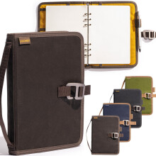 LOCHBY Field Binder A5 | 6-Ring Ordner | Wasserabweisendes gewachstes Canvas | Flach-Design | Nachfüllbares A5-System