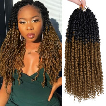 NAYOO Passion Twist Haar - 8 Pakete 16 Zoll Passion Twist Häkelhaar für Frauen, vorgezwirbeltes lockiges Haar
