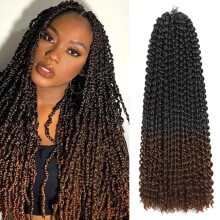 Passion Twist Haar 16 Zoll 8 Pakete Wasserwelle Häkelhaar Bohemian Flechtfrisuren Vorinstallierte Zöpfe