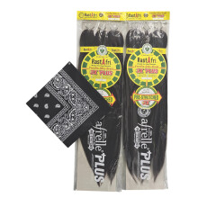 RastAfri Vorgezogen Seidiges Flecht-Haar 3X mit Bandana - 2 Packungen (#4)