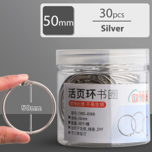 Lot de 30 Anneaux de Reliure en Métal 50mm Argent pour Classeurs et Albums