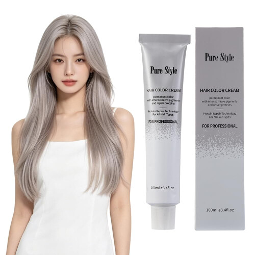 YSNSTYLE-PureStyle 100ml Graue Haarfarbe Creme, Ammoniakarmes Dauerfärbemittel