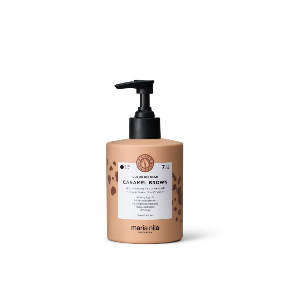 Maria Nila Color Refresh, Caramel Brown 10.1 Fl Oz, Warm Copper-Toned Caramel Brown Hair Mask, Semi-Permanent Pigments, 100% Vegan & Sulfate/Paraben F