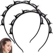 YALOJE 2 Pcs Headband with Clips, 90s Butterfly Hair Clips Headband with Teeth for Women, Braided Weave Bangs Non-Slip Clip Headbands Hair Accessories