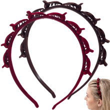 YALOJE 2 Pcs Headband with Clips, 90s Butterfly Hair Clips Headband with Teeth for Women, Braided Weave Bangs Non-Slip Clip Headbands Hair Accessories