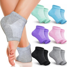 6 Pairs, Moisturizing Socks for Cracked Heel Treatment: Socks for Cracked Heel Repair, Silicone Toeless Socks, Spa Gel Socks for Dry Cracked Feet Wome