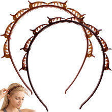 YALOJE 2 Pcs Headband with Clips, 90s Butterfly Hair Clips Headband with Teeth for Women, Braided Weave Bangs Non-Slip Clip Headbands Hair Accessories