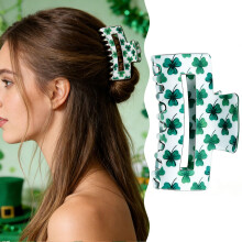 St. Patricks Day Hair Clips Green Shamrock Hair Claw Four-Leaf Clover Claw Clip for Women Girls Non-Slip Strong Hold Hair Jaw Clip, Stylish Hair Acces