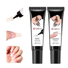 Nelrona Semi Solid Nagelkleber 10ml für Press-On-Nägel mit 10ml Entferner - Kein Licht nötig, schnelltrocknend, langlebig 30+ Tage