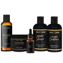 Bask & Lather Co. Healthy Mens Hair & Beard Care Kit - Hair Growth Routine Set with Beard Oil, Shampoo, Conditioner & Scalp Moisture System for All Ha