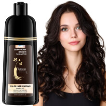 GRYFOX Dunkelbraune Haarfärbeshampoo für Grauabdeckung, 3 in 1 Haarfärbeshampoo für Frauen und Männer
