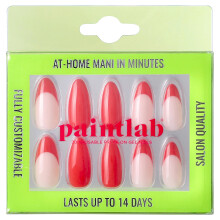 PaintLab Druk Nagels Kit voor Vrouwen - Rode Franse Tip Nepnagels, 30 Nagels in 15 Maten met Lijm