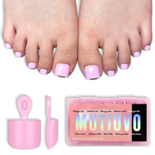 MUTIOVO Korta Fyrkantiga Tånageltips Ren Färg PINK, Gel Fulltäcka Fake Tånaglar Set, 224 St 16 Storlekar