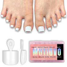 MUTIOVO Korta Fyrkantiga Tå Nageltips Ren Vit, Gel Full Cover Fake Tånaglar Kit, 224 Pcs 16 Storlekar