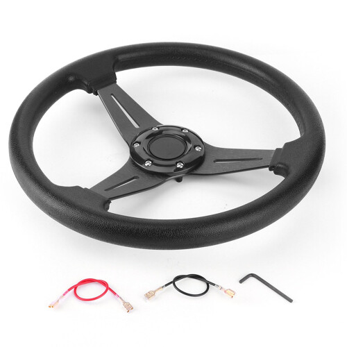 Steering Wheel,350mm/14in Racing Car Drifting Steering Wheel Replacement Universal Modified Accessory(black) 1
