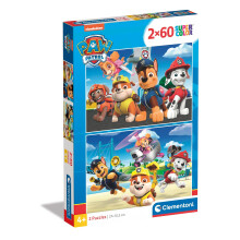 - 21623 - Supercolor Puzzle - Paw Patrol - 2x60 Pieces, Jigsaw Puzzle For Kids Age 4, Puzzle Cartoon, Made In Italy