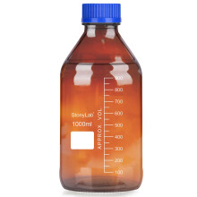 Amber Glass Graduated Round Media Storage Bottles with GL45 Screw Cap, 1000 ml, 1 Pack