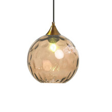 200mm Amber Glass Pendant Light Vintage Hanging Lamp with Bronze Gold Holder E27 Glass Lamp Indoor Lighting for Kitchen Island Dining Table Bedroom