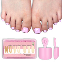 NOVO OVO Kort Tånageltips Press-on Tånaglar - 224Pcs Ren Färg Rosa Skarpa Fyrkantiga, Gel Fulltäcka