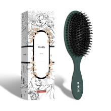 Boar Bristle Hair Brush for Women Men Kid with Cushion, Anti Static Paddle Hairbrush Adds Shine and Makes Hair Smooth, Dry and Wet Dual-use, 1 Pack-Gr
