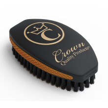 CQP 360 Wave Brush 2.0 - SOFT All Boar Bristle Hairbrush, BLACK & GOLD - Peanut Butter Non-Slip Rubber Grips, Indestructible Waterproof Design - The U