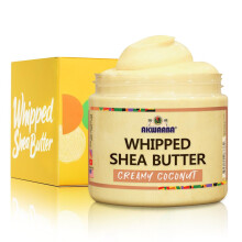 AKWAABA Whipped Shea Butter (Romige Kokosnoot) - Voedt & Hydrateert | Gemaakt met Shea Butter | Geen Kleurstoffen & Parabenen | 12 oz / 340 g