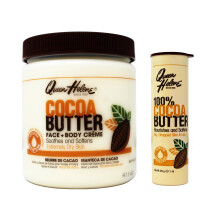 Queen Helene Cocoa Butter Feuchtigkeitsset, Gesichts + Körpercreme 15 oz und 100% Kakao-Butter Lippenbalsam 1 oz