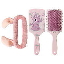 LUV HER Kids Disney Hair Brush & Spa Headband Set for Girls - Features Angel from Lilo and Stitch - Fun Grooming Kit for Detangling Styling - Soft & S
