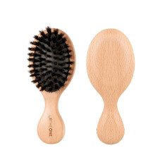 URTHEONE 100% Pure Boar Bristle Hair Brush - Mini Travel Size Wooden Brush for Shine, Frizz Control & Scalp Massage, Natural Pocket Hairbrush for Wome