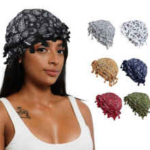 Gturytr Turban for Men Vintage Twist Head Wraps Durag Satin Lined Halo Turban for Women Modal and Satin Scarf Tie (Paisley-Black, m)