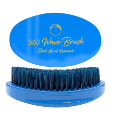 360 Wave Brush, Soft, Build Deeper Waves & Hard Boar Bristle, Curved Design, Black Lavish Essentials Signature (Medium-Hard Brush, Sky Blue)