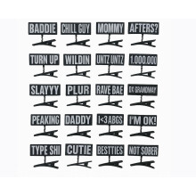 20PC WORDS Word Clips for Hair Word Sprout Pack Black White Funny TikTok Sprouts Trendy Phrases Slang Rave Plur Festival EDM Concert Cute Small Hairpi