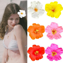 6Pcs Hawaiian Flower Hair Clips for Women,Plumeria Hair Clips Hibiscus Hair Barrettes, 3.5 Inch Boho Artificial Flower Clips, Cute Hair Accessories fo