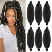 Frisierendes Afro Twist Haar 6 Pakete Marley Twist Flecht Haar Vorfluffed Frühlings Twist Haar für Frauen (1B# (Schwarz#), 22 Zoll