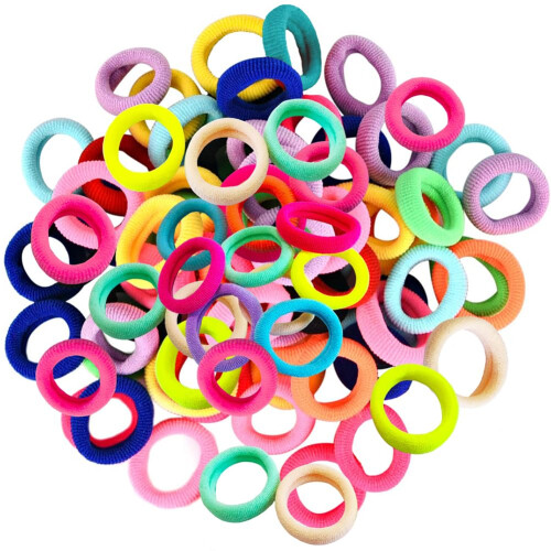 Lintopos 120PCS Hårsnoddar för Barn, Elastiska Hårband i Candyfärger