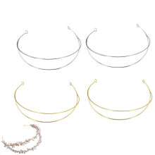 ArrErr 4 Pack Tiara Crown Headband Hoops 2 Layer Metal Wire Plain Base Stand DIY Parts for Mardi Gras Headbands Flapper Headpiece Feather Fascinator W