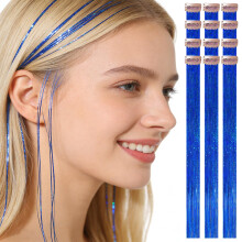 HANDWIG Royal Blue Clip-in Haar-Glitzer, 24 Zoll 75 Strähnen hitzebeständige Haarverlängerungen