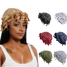 Gturytr Turban for Men Vintage Twist Head Wraps Durag Satin Lined Halo Turban for Women Modal and Satin Scarf Tie (Paisley-Khaki)