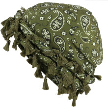 Gturytr Turban for Men Vintage Twist Head Wraps Durag Satin Lined Halo Turban for Women Modal and Satin Scarf Tie (Paisley-Green)