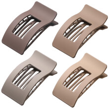 4 Pack Large Flat Hair Clips for Women, Rectangle Matte Non-slip Lay Down Claw Clips, French Strong Hold No Crease Barrettes for Thick & Thin Hair, St