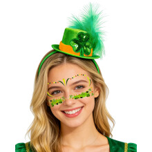 Asekonc St. Patrick's Day Headband Green Hat Headband Irish Sequin Shamrock Leprechaun Hat Saint Patty's Day Accessories for Women Costume
