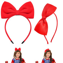 Beinayin 2PC Red Bow Headband for Women Girls Lace Bow Headbands Accessories for Halloween Cosplay