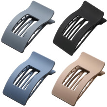 4 Pack Large Flat Hair Clips for Women, Rectangle Matte Non-slip Lay Down Claw Clips, French Strong Hold No Crease Barrettes for Thick & Thin Hair, St