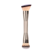 Pennello Make-up Doppio - Fondotinta Angolato & Pennello Polvere Rotondo 2-in-1 - Setole Sintetiche Morbide