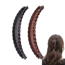 2Pcs Banana Hair Clips for Thick Curly Hair - Black and Brown Tortoise Clips, Vintage Clincher Combs for Women, Girls - Non-Slip Fish Grip Slides, 80s