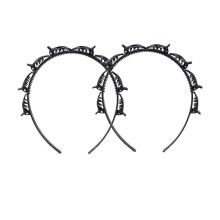 2Pcs Black Double Bangs Hairstyle Hairpin Headband With 8 Small Clips - Women Double Layer Twist Plait Headband Hair Tools,Twist Clip Headbands with T