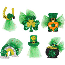 6er Set Glitzer Shamrock Haarnadeln für den St. Patrick's Day, grüne Glücksklee Haarspangen